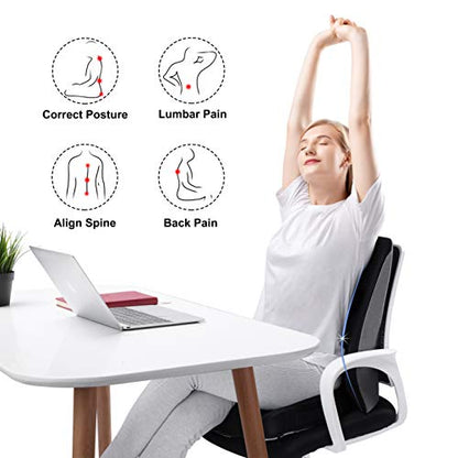  OVEYNERSIN Lumbar Pillow, Comfortable Lumbar Support Pillow, Office Car Seat Cushion, Memory Foam Back Cushion With Breathable Mesh For Relieves Back, Hip, Tailbone, Sciatica Pain