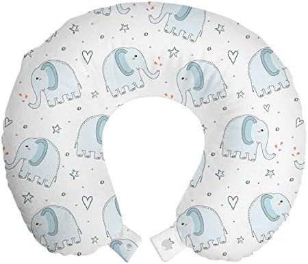  Paw Print Travel Pillow Neck Rest, Puppy Kitten Dog And Cat Themed Repetitive Pet Foot's Stains Concept, Memory Foam Traveling Accessory For Airplane And Car, 12", Grey White