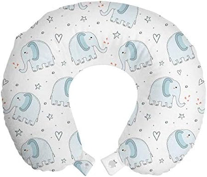  Paw Print Travel Pillow Neck Rest, Puppy Kitten Dog And Cat Themed Repetitive Pet Foot's Stains Concept, Memory Foam Traveling Accessory For Airplane And Car, 12", Grey White