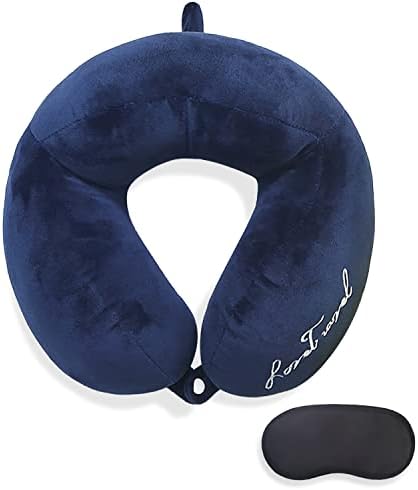  LAN SHAN QUE Travel Pillow For Airplane Car Sleeping Rest, Soft Comfortable Velour Cover, Head Support Pain Relief Neck Pillow With Eye Mask
