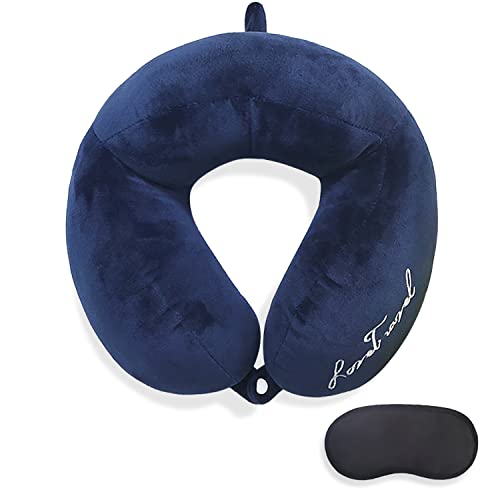  LAN SHAN QUE Travel Pillow For Airplane Car Sleeping Rest, Soft Comfortable Velour Cover, Head Support Pain Relief Neck Pillow With Eye Mask