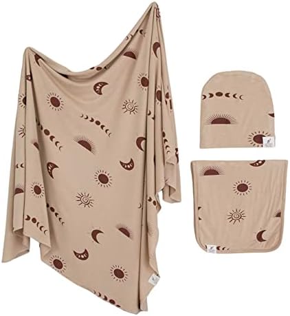  Leyl&Ari Newborn Essentials | Swaddle Blanket Burp Cloth Hat Set (Daises/Butterflies) (Cactus Set)