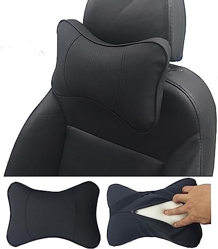  Yuhuru Car Lumbar Pillow Cushion Pillows Both Side Pu Leather 1 Pieces Pack Throw Pillow For Cars Home And Office Filled Memory Foam Camping Pillow Universal Car Travel Pillow (BlackLumbar)