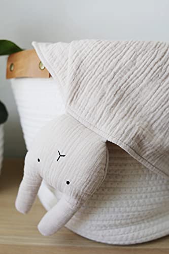  Marlowe & Co Organic Cotton Muslin Lovey Blanket, Organic Cotton Muslin Bunny Security Blanket (Natural Sand)