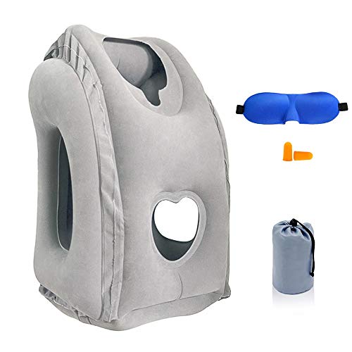  SmartDer Inflatable Travel Pillow, Airplane Pillow With Patented Valve Design, Travel Accessories With Neck And Head Support, Travel Pillows For Long Haul Flights, Cars, Buses, Trains, Office Napping