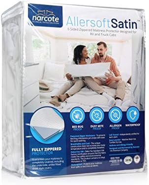  RV 6 Sided Zippered Mattress Protector With Secure Locking Zipper For 60x75 RV Short Queen. Creates A Natural Seal Around Your Mattress From Dust, Pet Dander, Pollen, Liquids & More. Oeko-Tex Cert