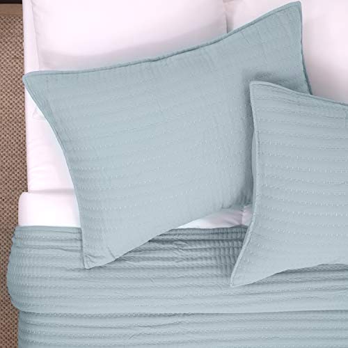  Quilts Queen Size 3 Piece Set Vintage Pre Wash Oversized Reversible Pattern With Pillow Shams, Turquoise Kate (Pack Of 6)