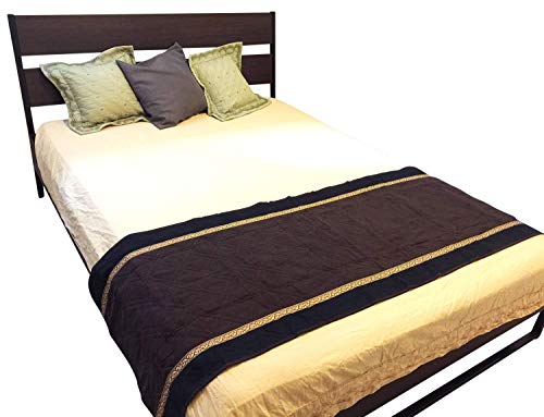  Quilted Micro Suede Bed Runner Scarf Slipcover Pad Or Furniture Protector V2 (26x76 Inch, Brown)