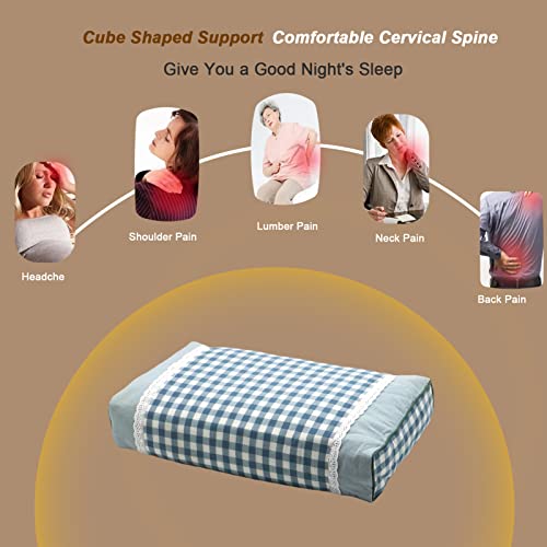  Edomi Pillow For Side Sleepers Bed Firm Pillow With Washable Removable Cover Cooling Pillow For Neck And Shoulder Pain Relief Square Pillow For Sleeping (17x10 Inch, Blue)