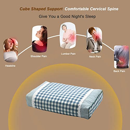  Edomi Pillow For Side Sleepers Bed Firm Pillow With Washable Removable Cover Cooling Pillow For Neck And Shoulder Pain Relief Square Pillow For Sleeping (17x10 Inch, Blue)