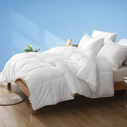  Dafinner Lightweight Full Queen Bed Comforter, Cooling All-Season Duvet Insert, White Plush Bio-Base Down Alternative Quilt Bed Blanket For Summer Warm Weathers/Hot Sleepers