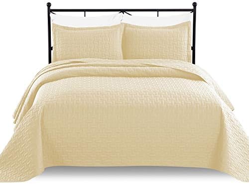  Luxe Bedding 3-Piece Oversized Quilted Bedspread Coverlet Set (King/Calking, WAVA/Navy)