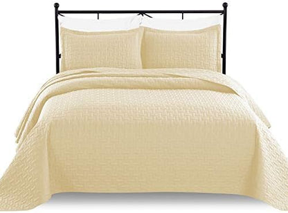  Luxe Bedding 3-Piece Oversized Quilted Bedspread Coverlet Set (King/Calking, WAVA/Navy)