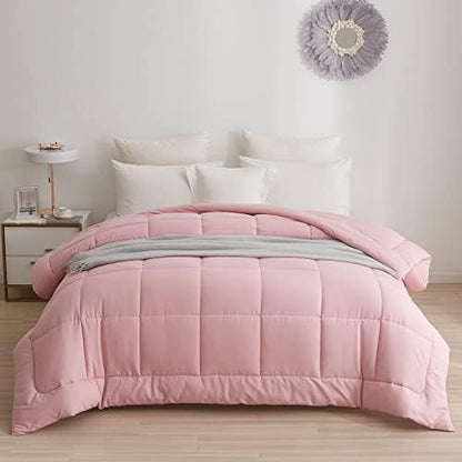  Down Alternative Comforter With Corner Tabs - Summer Quilted Light Weight Twin Size 140 GSM White Comforter, Machine Washable Microfiber Bedding