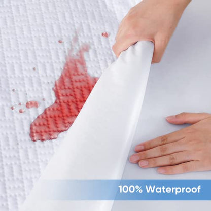  100% Waterproof Mattress Protector Queen Size, Bamboo Mattress Cover 3D Air Fabric Cooling Mattress Pad Cover Smooth Soft Breathable Noiseless Washable, 8''-21'' Deep Pocket