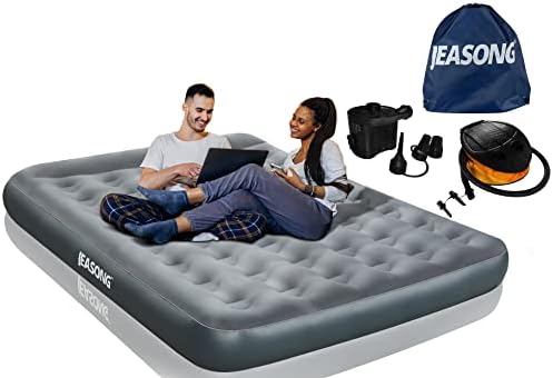  Polyester Pongee Full Camping Air Mattress Built In Pillow Blow Up Bed With 2 Inflatable Pump Home Portable Travel Hiking Airbed Easy To Inflate Quick To Set Up