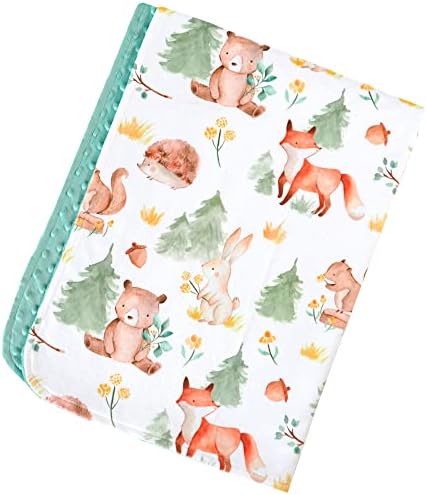  Honey Lemonade - Premium Soft Plush Lightweight Minky Dot Toddler Baby Newborn Blanket 30"x40" (Forest Friends Green)