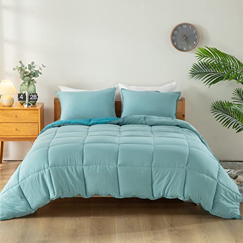  Bedding-Comforter-Set-Duvet-Insert, Soft, Lightweight,Breathable, Blue/Teal, All Season King