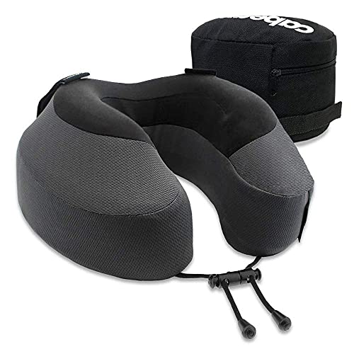  Cabeau Evolution S3 Travel Pillow - Dr Recommended Neck Pillow For Travel - Memory Foam Airplane Pillow - Neck Pillow With Attachment Straps Support For Car, Home, And Office, Set Of 2 Grey And Black