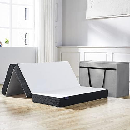  Folding Mattress, 3 Inch Tri-fold Memory Foam Mattress Topper With Washable Cover, Foldable Mattress Topper For Camping, Guest - Queen Size, 78" X 58" X 3"