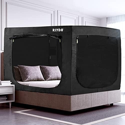  RIYDH Bed Tent Queen Bed Canopy Tents - Portable Dream Tent For Kids And Adult Indoor Sleeping Tents 70% Blackout With 3 Doors Breathable Private Space Tents