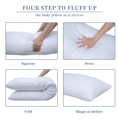  Large Body Pillows For Adults,Premium Full Body Pillow Insert For Side Sleeper, Soft & Fluffy Long Pillow For Bed, Machine Washable, White, 20x54 Inches