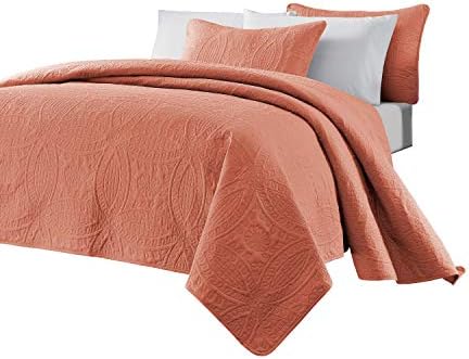  Austin 3-Piece Oversized Bedspread Coverlet Set (King, Khaki)