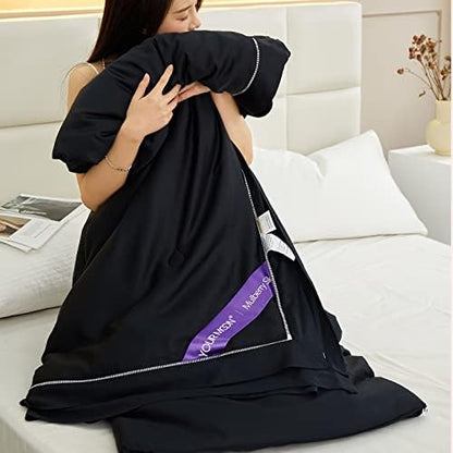  Pure Mulberry Silk Comforter King Size For All Season,100% Natural Long Strand Silk Fill Duvet, Luxury Mulberry Silk Bedding, Noiseless Cotton Shell (White)