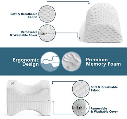  ComfiLife Body Positioner, Knee Pillow & Bolster Pillow Bundle For Lower Back Support, Legs, Knees, 100% Memory Foam, Ultimate Bed Pillows For Back Pain Relief & Comfortable Sleeping