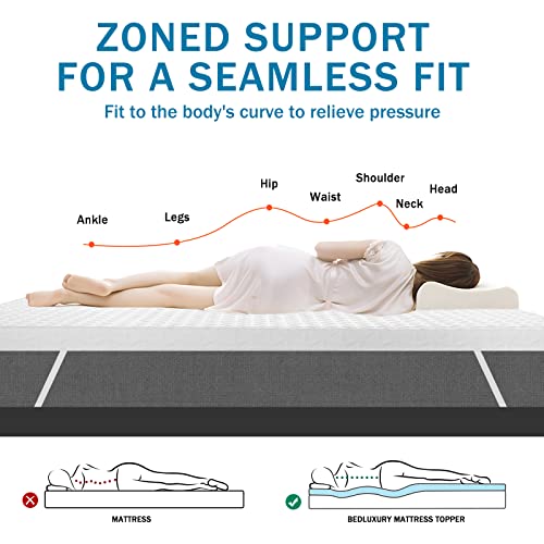  3 Inch Gel Memory Foam Mattress Topper California King Size, High Density Cooling Pad Pressure Relief Bed Topper For Back Pain, With Removable Breathable Soft Bamboo Cover, CertiPUR-US Certified