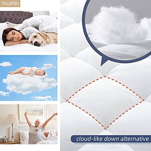  Queen Quilted Mattress Pad Cover With Deep Pocket (8"-21"), Cooling Soft Pillowtop Bed Mattress Cover, White