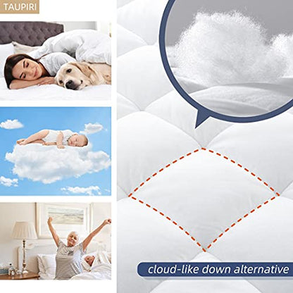  Queen Quilted Mattress Pad Cover With Deep Pocket (8"-21"), Cooling Soft Pillowtop Bed Mattress Cover, White