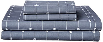  Lacoste 4-Piece Cotton Sheet Set, Slice, Vintage Indigo, Queen