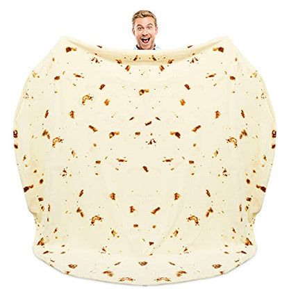  Zulay (60-80 Inches) Giant Double Sided Tortilla Blanket - Novelty Big Tortilla Blanket For Adult And Kids - Premium Soft Flannel Round Tortilla Blanket For Indoors, Outdoors, Travel, Home And More