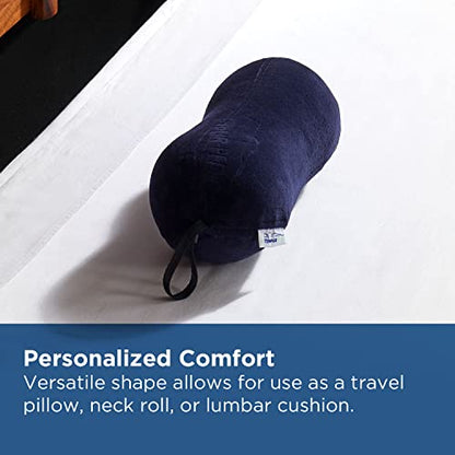  Tempur-Pedic All-Purpose Memory Foam Travel Pillow, Peanut-Shaped Lumbar Pillow For Neck And Back Pressure Relief, Navy