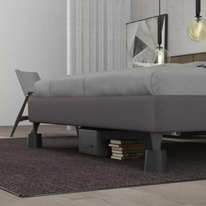  GooFurnit 4 Inches Bed Riser, Heavy Duty Bed Elevator 1500 LBS For Lifting Bed Sofa Furniture At Home Dorm College, 4 Pieces, Black