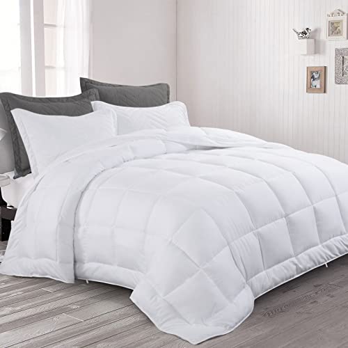  Fluffy Oversized King 120x120 Comforter Warm Down Alternative Comforter Duvet Insert With Duvet Cover For All Season, 8 Corner Tabs