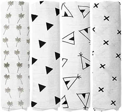  100% Muslin Swaddle Blankets,Baby Swaddling Blankets For New Born, Baby Receiving Blankets Unisex, Soft, Warm And Cosy Baby Blankets Pack Of 4, Size 47 X 47 Inches,Gift For New Mom Jungle Jam