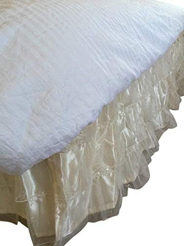  Royalty 3 Layer Organza & Satin Easy Fit Bed Dressing Waterfall Bed Skirt Dust Ruffle, Bed Skirt (Twin-Full, Lavender)
