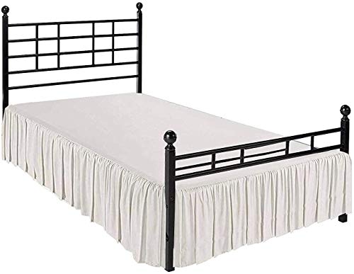  Uffled Bed Skirt With Split Corners - Ivory, Twin BedSkirt, Gathered Style Easy Fit Up To 15 Inch Drop, Wrap With Platform Three Sided Coverage Ruffle Bed Skirts (Ivory Twin)