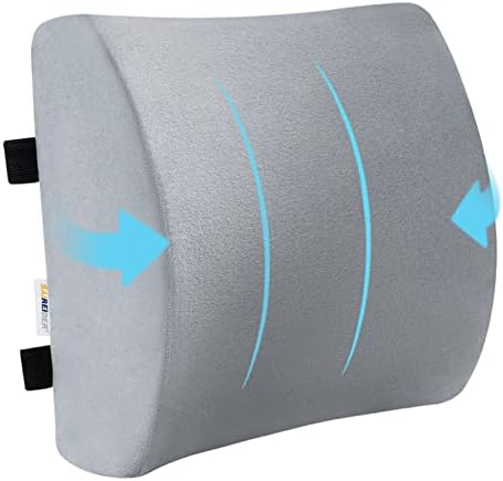  SAIREIDER Comfortable Lumbar Support Pillow For Office Chair, Memory Foam Back Support Pillows For Car、Gaming Chair、 Home Chair, Back Pain Relief Improve Posture, Double Adjustable Straps(Black)