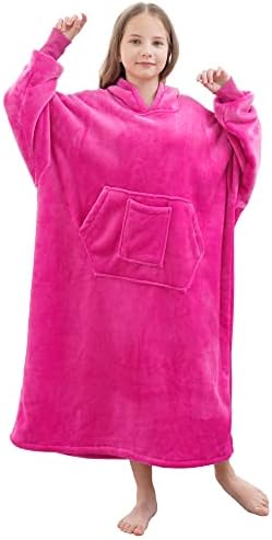  Oversized Wearable Blanket Sweatshirt For Women Men,Warm Cozy Fleece Sherpa Hooded Blanket With Deep Pockets For Adult Kids