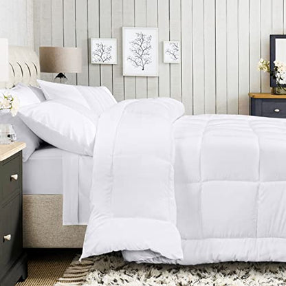  All Season Down Alternative Quilted Twin/Twin XL Comforter - Duvet Insert With Corner Tabs - Machine Washable – Bed Comforter - White