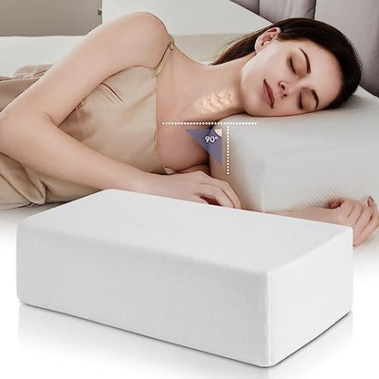  Cube Memory Foam Pillow For Side Sleepers (24"x12"x5" Medium Support), Thick Bed Pillow For Sleeping With Bamboo Cover, Rectangle Pillow For Neck And Shoulder Pain Relief - King, Queen, Square | White