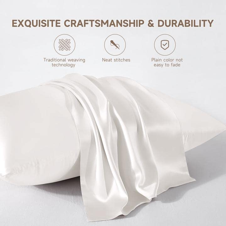  100% Silk Pillowcase For Hair And Skin, Both Sides Grade 6A+ Mulberry Silk Pillow Case With Hidden Zipper, Soft & Smooth White Pillowcases(1pc, Queen Size 20"x30")