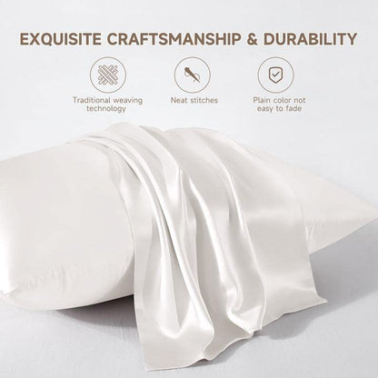 100% Silk Pillowcase For Hair And Skin, Both Sides Grade 6A+ Mulberry Silk Pillow Case With Hidden Zipper, Soft & Smooth White Pillowcases(1pc, Queen Size 20"x30")