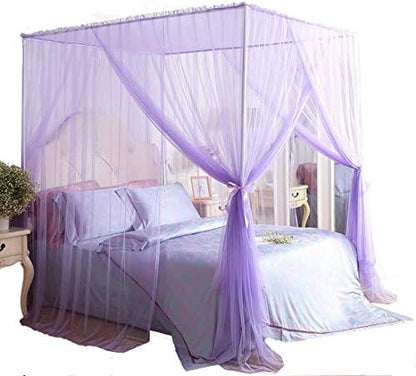  Mengersi Princess 4 Corners Post Bed Canopy Bed Curtains (Queen, Red)