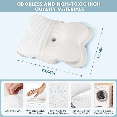  Fccabin Cervical Memory Foam Pillow, Contour Pillows For Neck And Shoulder Pain, Ergonomic Orthopedic Sleeping Neck Contoured Support Pillow For Side Sleepers, Back And Stomach Sleepers