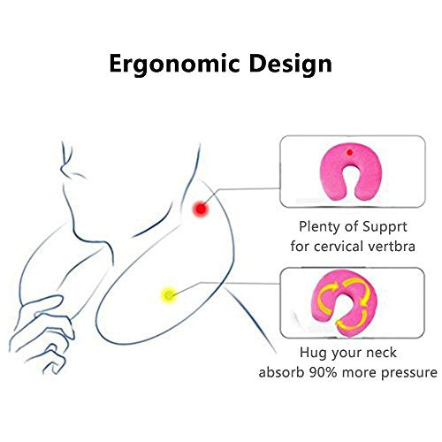  Mr.Ho U Shaped Memory Foam Pillow Neck Head Cushion Pillow Support Rest Outdoors Car Office Home Travel Pillow Cushion(Pink)