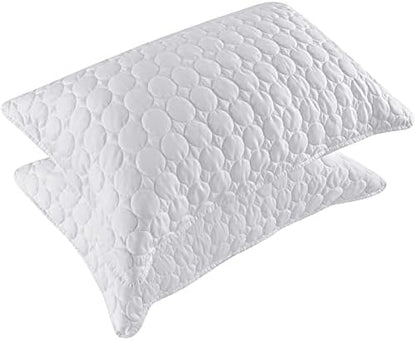  BOSOWOS Pillow Shams Standard Size Set Of 2, Ultra Soft Breathable Quilted Pillow Cases 20 X 26 Inches For Sleeping, Grey Big Round Standard 2Pack